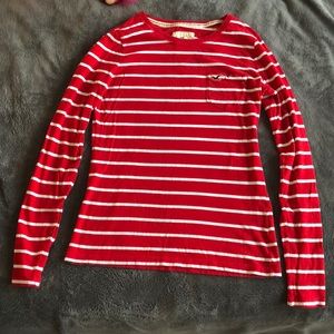 3 FOR $15 Red and White Strip Hollister Shirt
